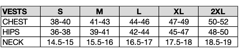 Sizing Charts – Player2